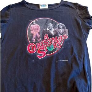 A Christmas Story Crewneck Fitted Black T-Shirt, Juniors Size Large, Vintage